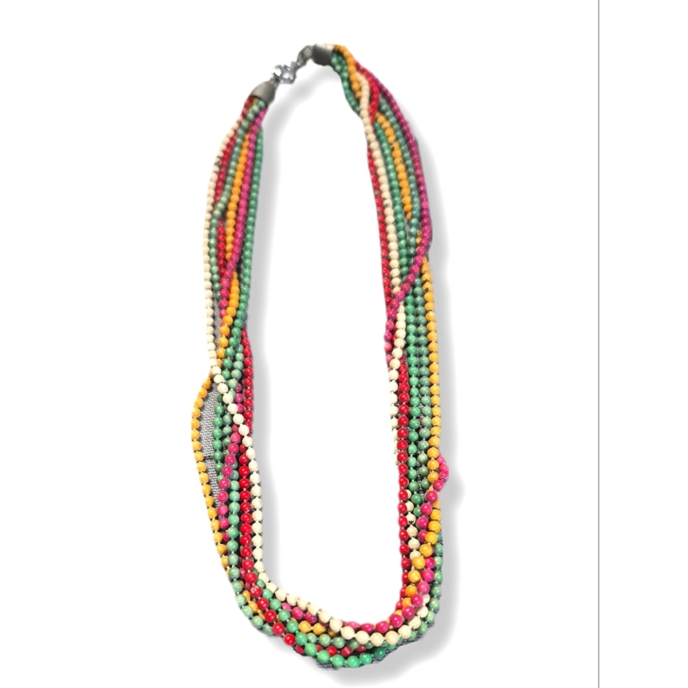 Vintage Colorful Multi-Strand Microbeaded Women's Necklace